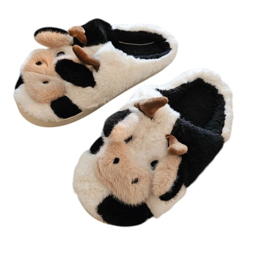 Pantofole mucca latte peluche